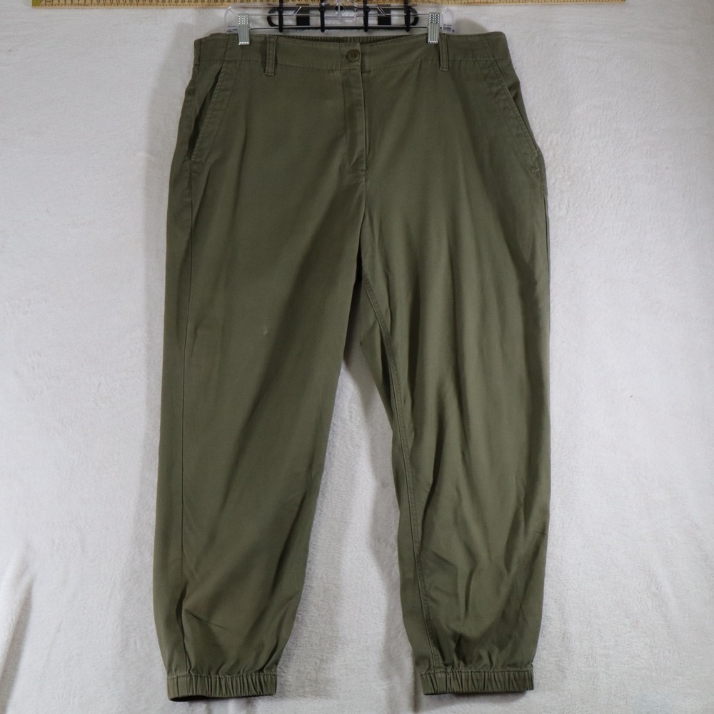 Talbots Women's XL Jogger Pants Olive Green Casual Pull‑On Tapered Elastic Cuff